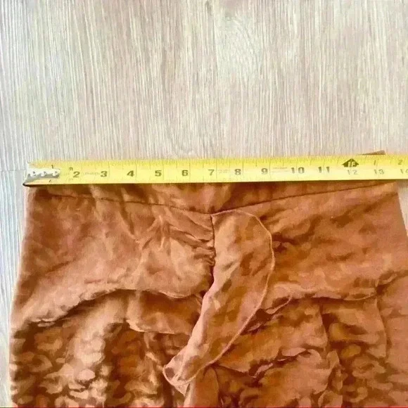 ZARA Y2K RUFFLE PENCIL BROWN COPPER SKIRT SIZE  SMALL - Picture 6 of 7